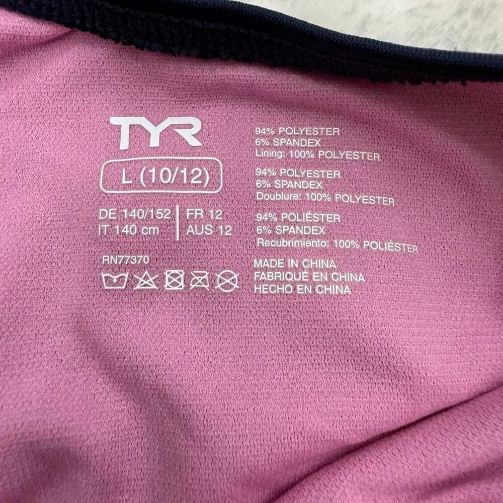 TYR Durafast Lite Ella Maxfit Competition Swimsuit for Kids - US M 10/12 Navy Bl